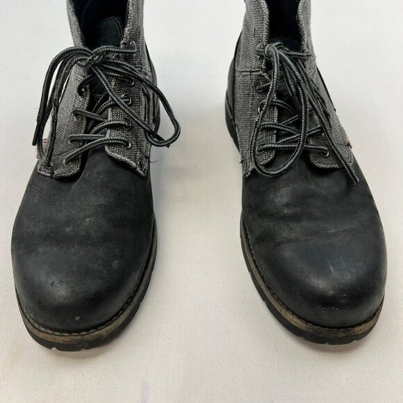 Levi’s Men’s Lace Up Boots Black Leather Gray Textile Size 8.5 - Picture 4 of 11